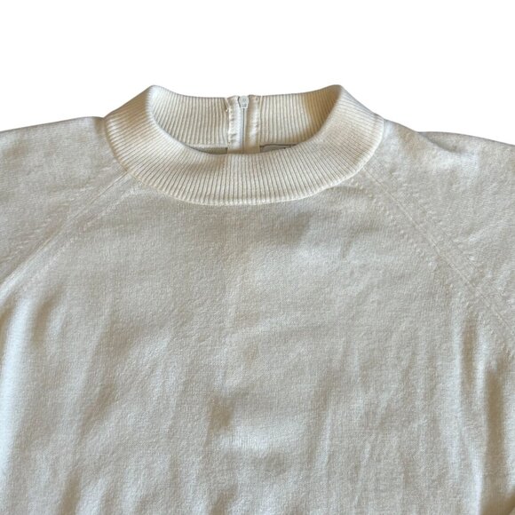 Stitches In Time Vintage Zippered Back Acrylic Sweater-Cream-M-GUC - Picture 2 of 6